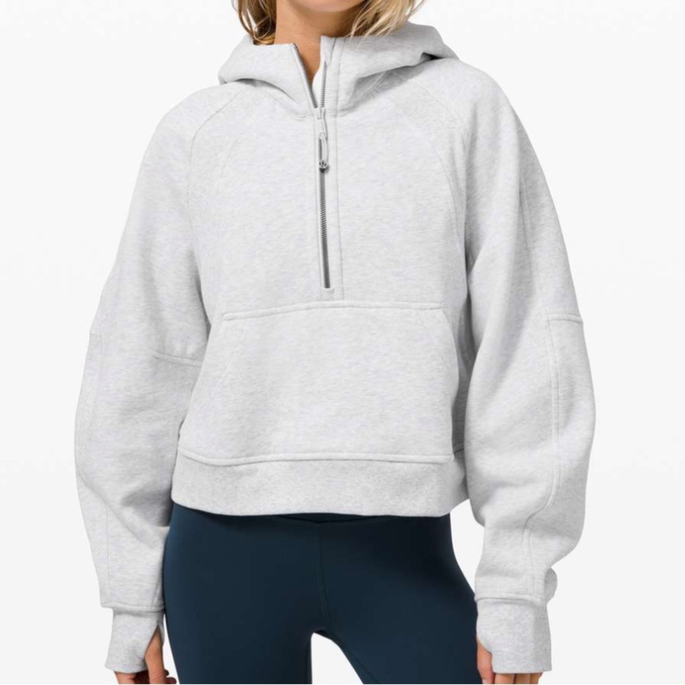 Lululemon Scuba Oversized 1/2 Zip Hoodie in Heathered Core Ultra Light Gray